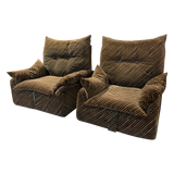 Pair of Striped Velvet Lounge Chairs by Aldo Ciabatti for Stilgamma, 1970s