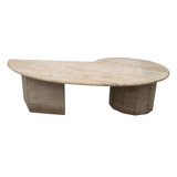 Italian Biomorphic Cream Marble Coffee Table