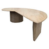 Italian Biomorphic Cream Marble Coffee Table