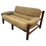 Brazilian Taupe Velvet Rosewood Frame Loveseat