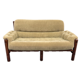 Brazilian Taupe Velvet Rosewood Frame Loveseat