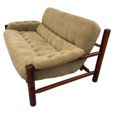 Brazilian Taupe Velvet Rosewood Frame Loveseat