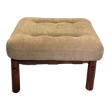 Brazilian Taupe Velvet Rosewood Frame Ottoman