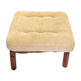 Brazilian Taupe Velvet Rosewood Frame Ottoman