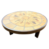 Roger Capron Oval Botanical Tile Top Coffee Table