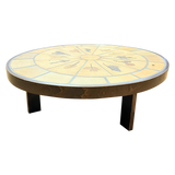 Roger Capron Oval Botanical Tile Top Coffee Table