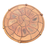 Round French Botanical Tile Top Coffee Table, Signed Barrois