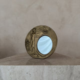 Small Art Nouveau Brass Figural Table Mirror