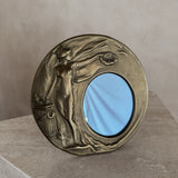 Small Art Nouveau Brass Figural Table Mirror