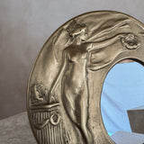 Small Art Nouveau Brass Figural Table Mirror