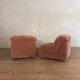 Pair of Toasted Blush Velvet Armless Lounge Chairs