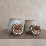 Cream Stripe Studio Ceramic Canister