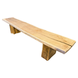 Vintage French Solid Oak Bench