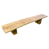 Vintage French Solid Oak Bench