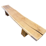 Vintage French Solid Oak Bench