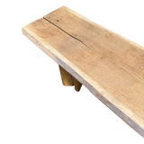 Vintage French Solid Oak Bench