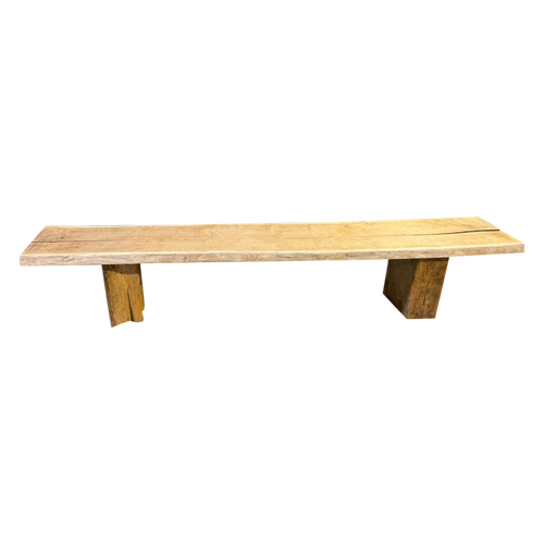 Vintage French Solid Oak Bench