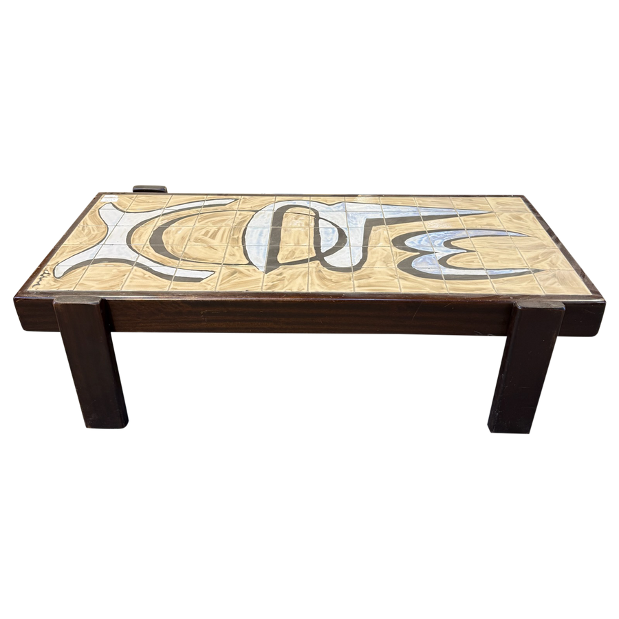 French Modernist Tile Top Coffee Table