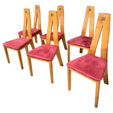 Set of 6 French Modernist Oak Dining Chairs