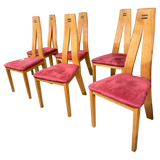 Set of 6 French Modernist Oak Dining Chairs
