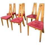 Set of 6 French Modernist Oak Dining Chairs