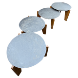 Pair of Slate and Oak Tables, France, 1970s