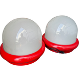 Pair of Red Accent Dome Table Lamps attr. Prisma Duna, 1970s