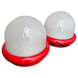 Pair of Red Accent Dome Table Lamps attr. Prisma Duna, 1970s