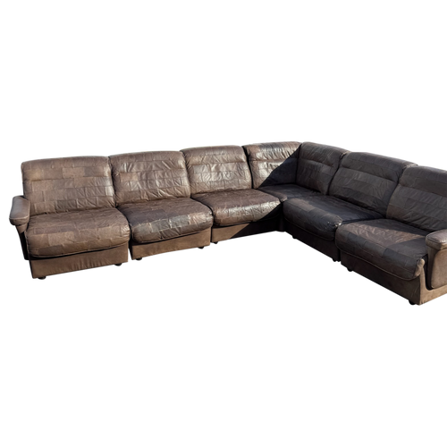 6 Piece Chocolate Leather 'DS-11' Patchwork Sofa by De Sede