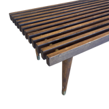 Low Slatted Bench with Brass Accents