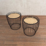 Rose Mirror Top Wire Side Table