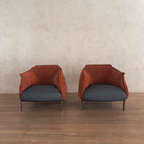 Pair of Rust Orange Suede Lounge Chairs