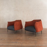 Pair of Rust Orange Suede Lounge Chairs