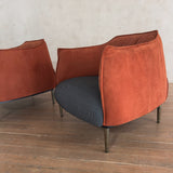 Pair of Rust Orange Suede Lounge Chairs