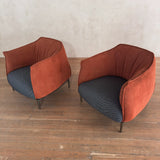 Pair of Rust Orange Suede Lounge Chairs