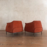 Pair of Rust Orange Suede Lounge Chairs