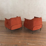 Pair of Rust Orange Suede Lounge Chairs