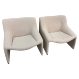 Pair of Cream Square Back Tub Chairs