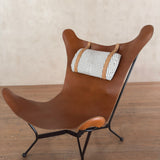 Unusual Leather Sling Chair with Ottoman