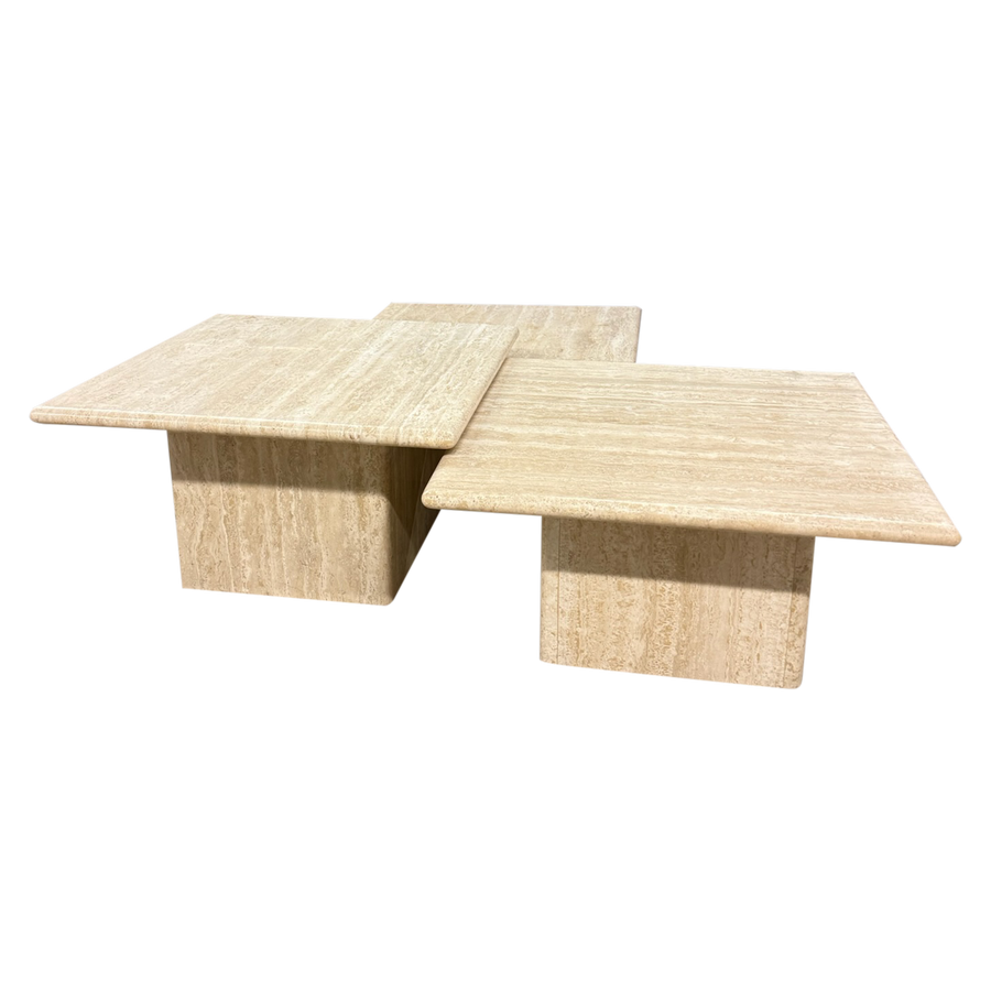 Trio of Travertine Nesting Tables