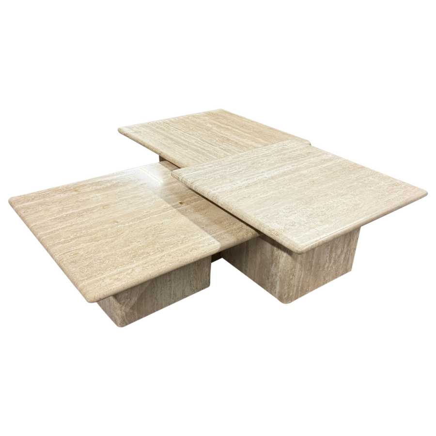 Trio of Travertine Nesting Tables