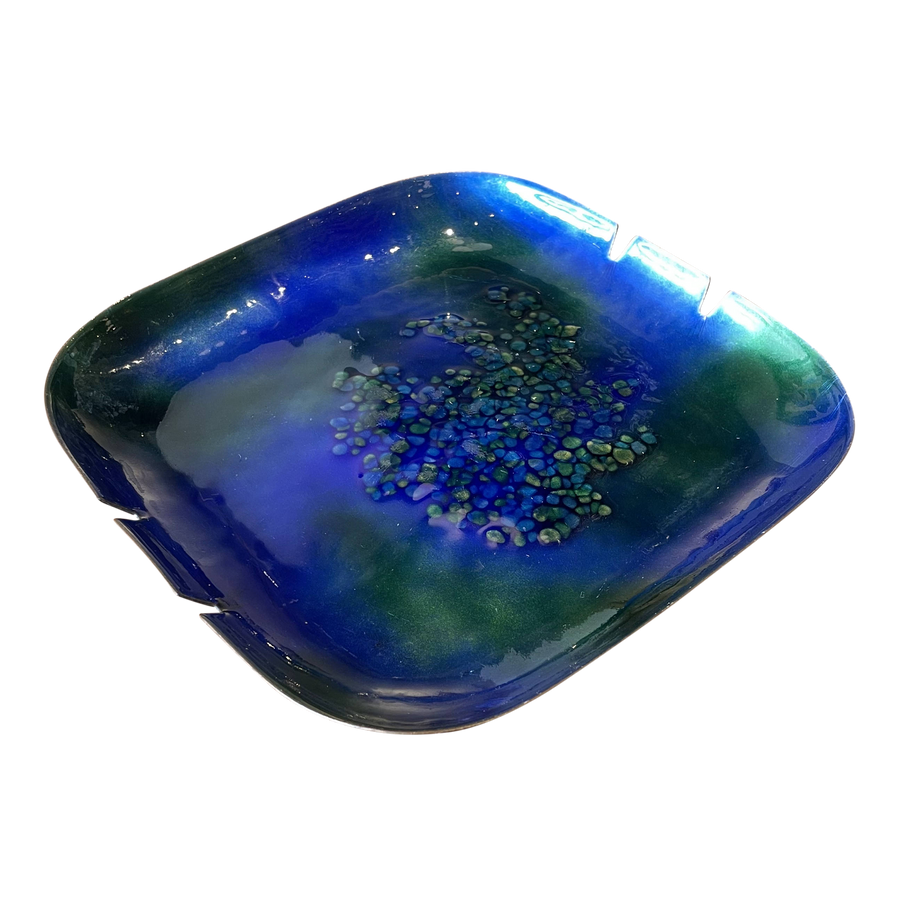 Blue and Green Enamel Ashtray