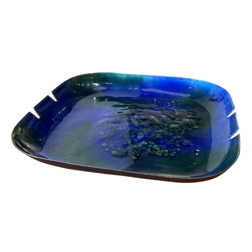 Blue and Green Enamel Ashtray