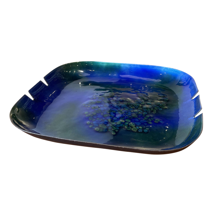 Blue and Green Enamel Ashtray