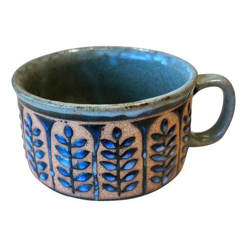 Pair of Plant Motif Ceramic Mugs