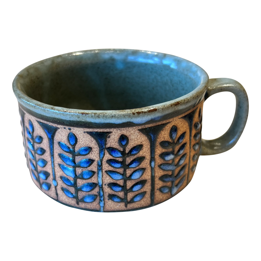 Pair of Plant Motif Ceramic Mugs