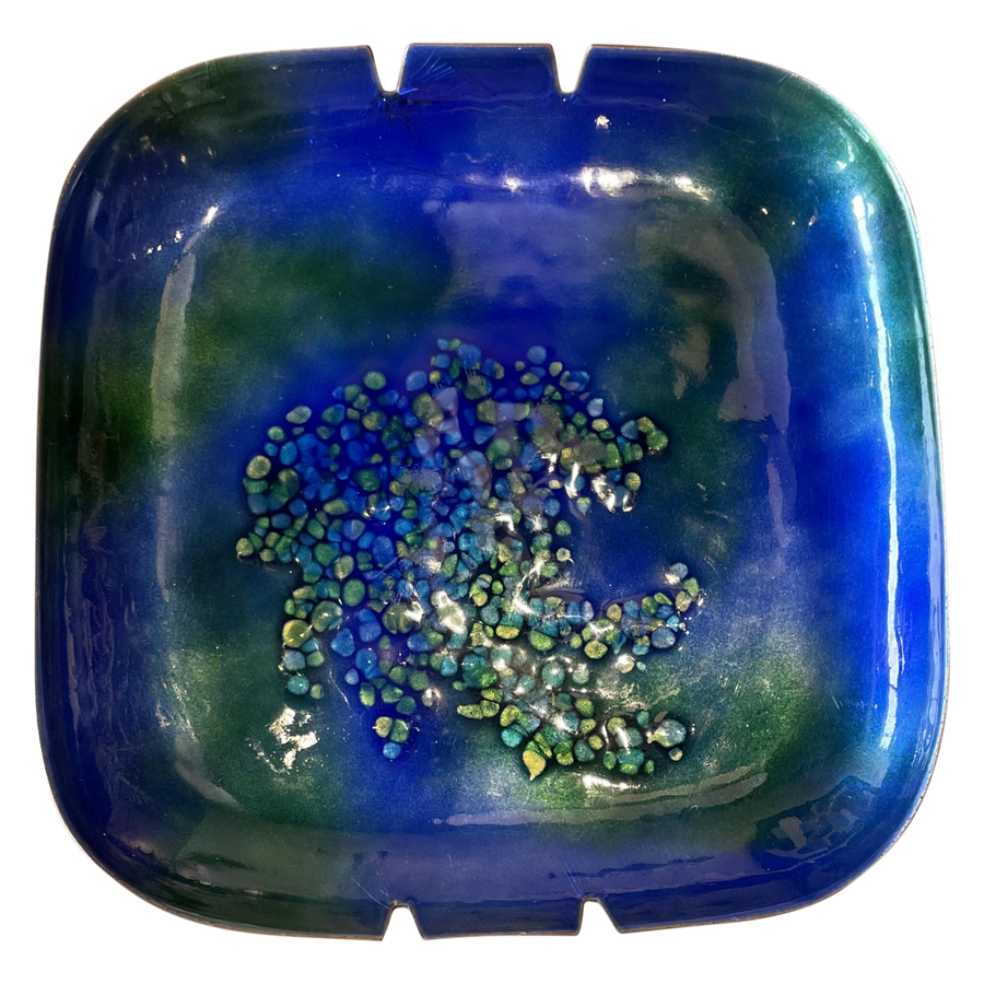 Blue and Green Enamel Ashtray