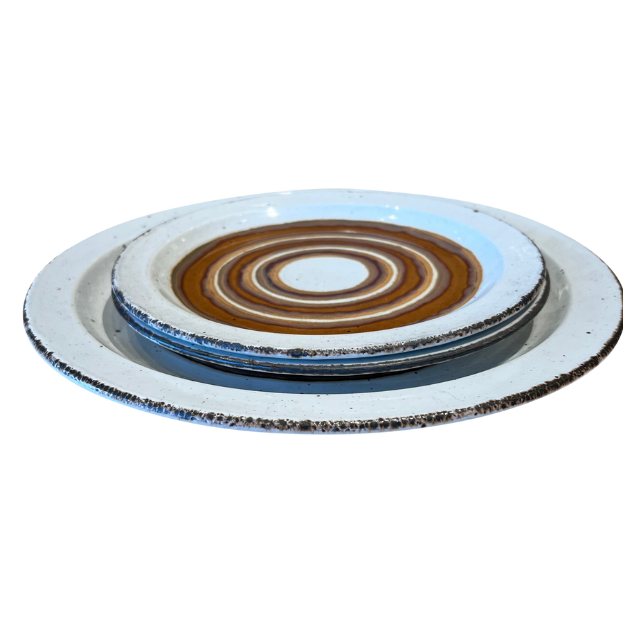 Two Tone Circles Ceramic Serving Dish