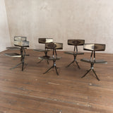 Set of 6 Rare Unusual Faceted Brass Dining Chairs