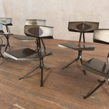 Set of 6 Rare Unusual Faceted Brass Dining Chairs